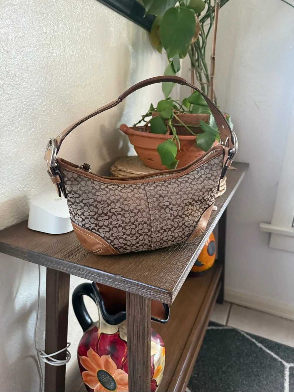 Coach Ergo Mini Signature C Canvas Shoulder Hobo Bag (Style #6617)